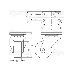 CASTOR WHEEL-RUB. BRAKE-200MM