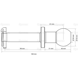 BALL HITCH PIN - 50MM - 24x190MM