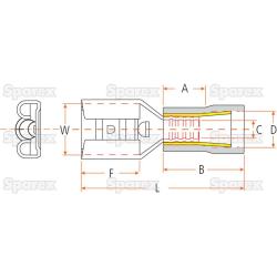 Blue F / Spade 6.3mm Apak x25