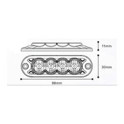 4 LED Blitzleuchte flache Bauart Wei&szlig;