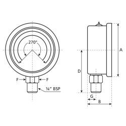 63MM PREASURE GAUGE 0-6BAR