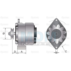 Alternator (Sparex) - 14V, 120 Ampere