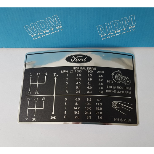 Aufkleber Schaltschema für Ford 2000 - 6600 in MPH - MDM parts