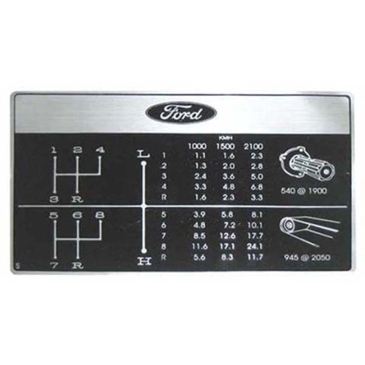 Aufkleber Ford 2000 - 6600 Schaltung Change Chart