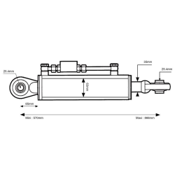 Hydraulischer Oberlenker mit Kugelgelenk für Bolzen...