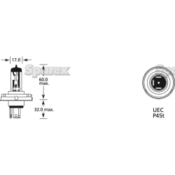 Bulb 12V 60 / 55W P45T