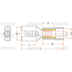 Cable lug 10.5mm yellow (50)