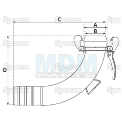 Coupling piece 90 ° V-part 5 "B