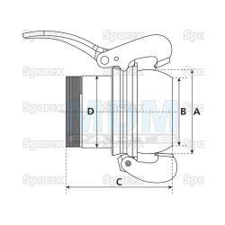 Coupling piece with thread V-part 4 "B