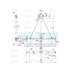 DRAWBAR HITCH SYSTEM CAT1 610MM 3 HOLES