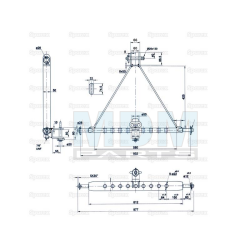 DRAWBAR HITCH SYSTEM CAT2 932MM 9 HOLES