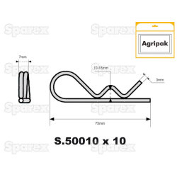 Agripak spring cotter 3mm 10x S.50010