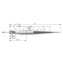 Loading prongs M20x1.5 length 1250mm